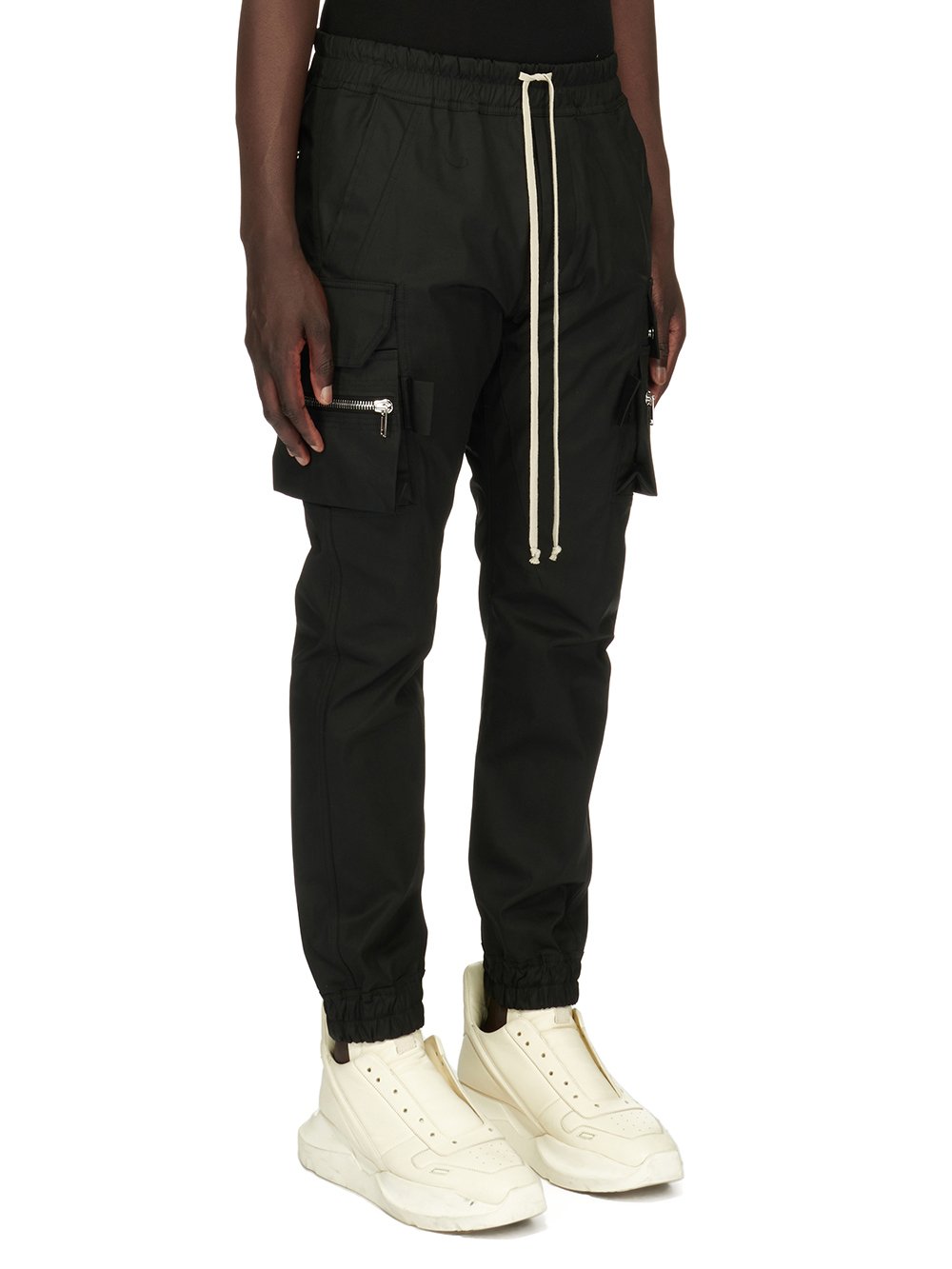 RICK OWENS FW23 LUXOR MASTODON CARGO IN  BLACK HEAVY COTTON POPLIN