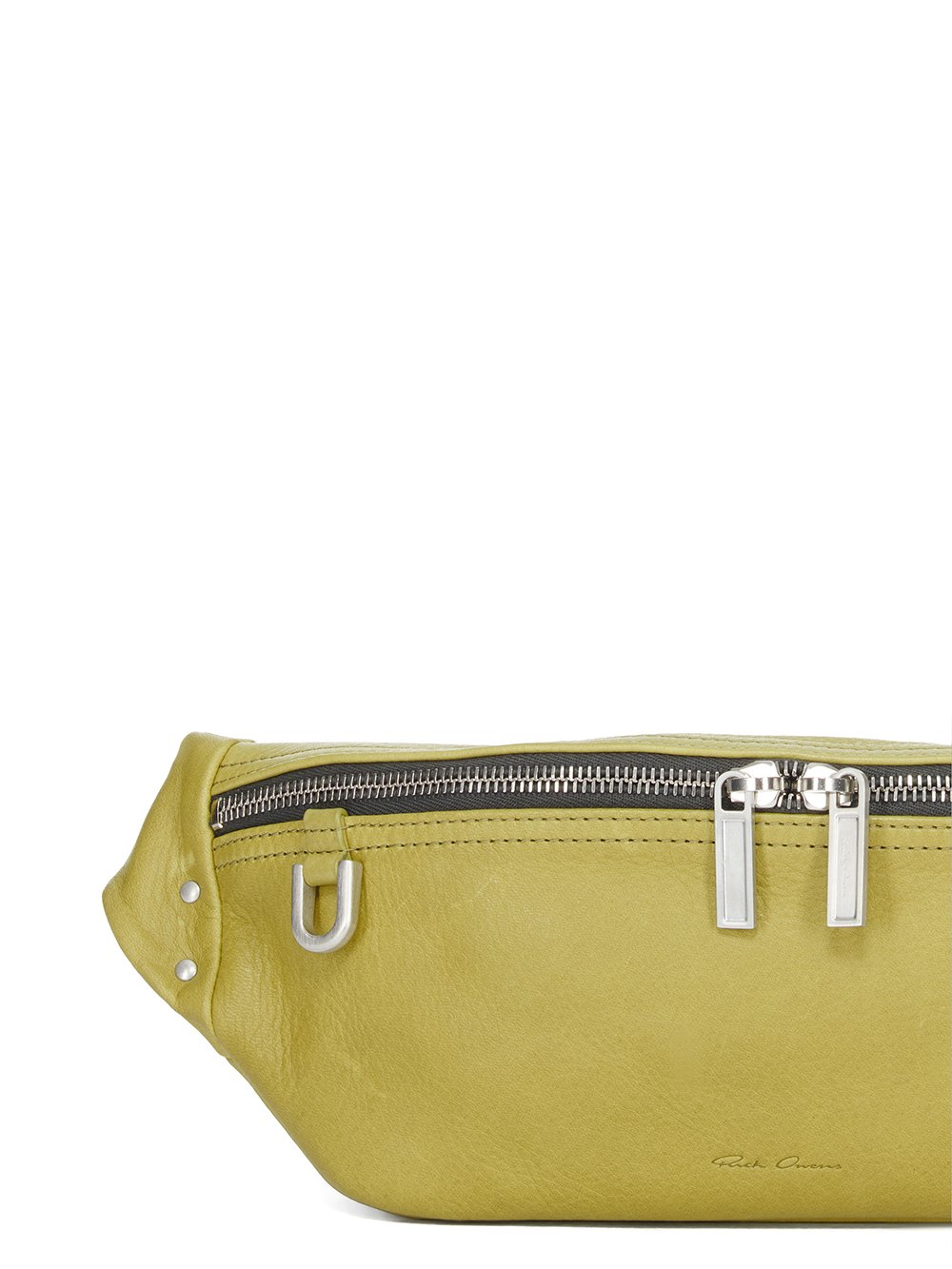 RICK OWENS FW23 LUXOR GEO BUMBAG IN ACID YELLOW SOFT GRAIN COW LEATHER