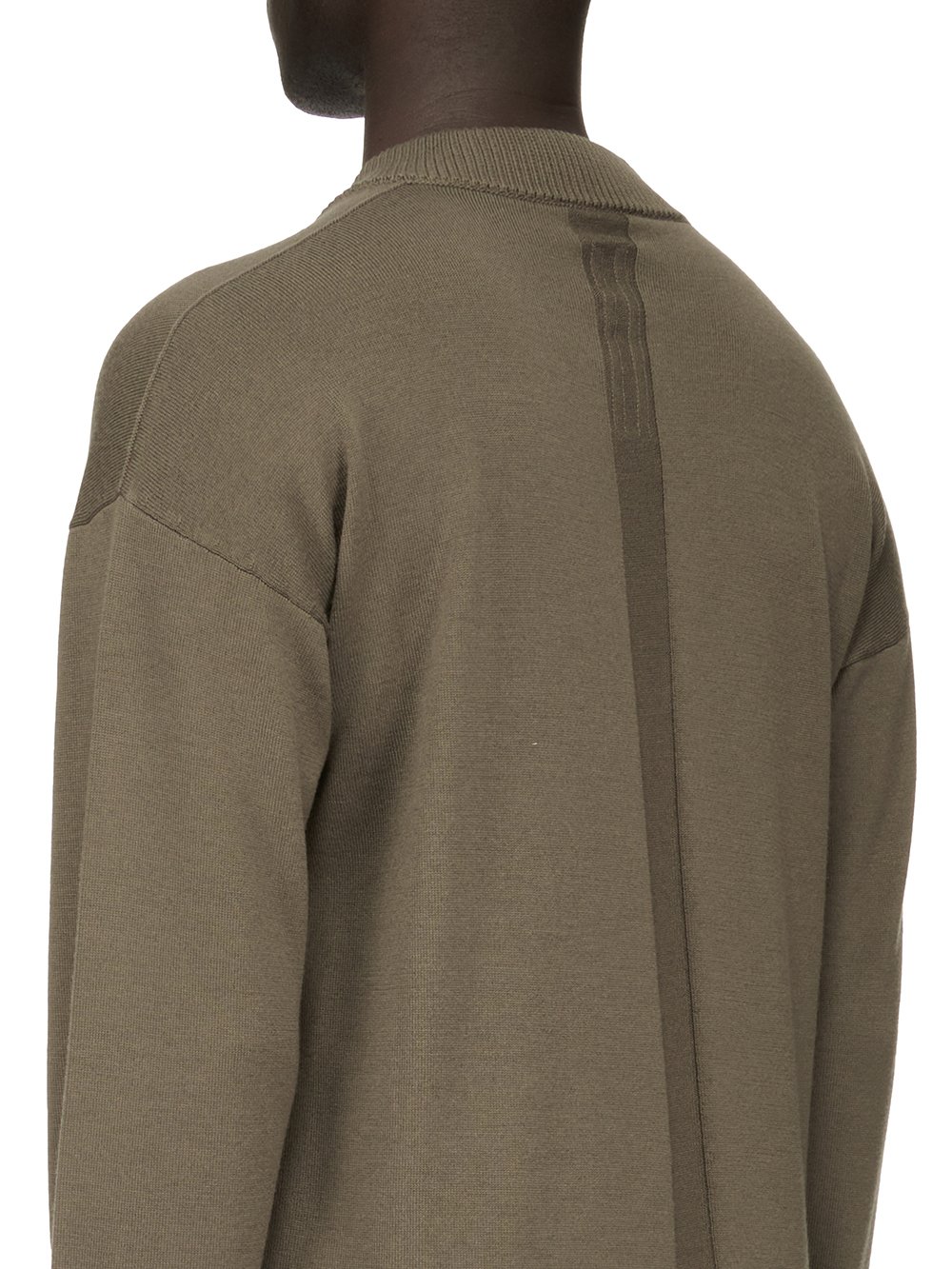 RICK OWENS FW23 LUXOR LS V NECK IN DUST GREY LIGHTWEIGHT RASATO KNIT