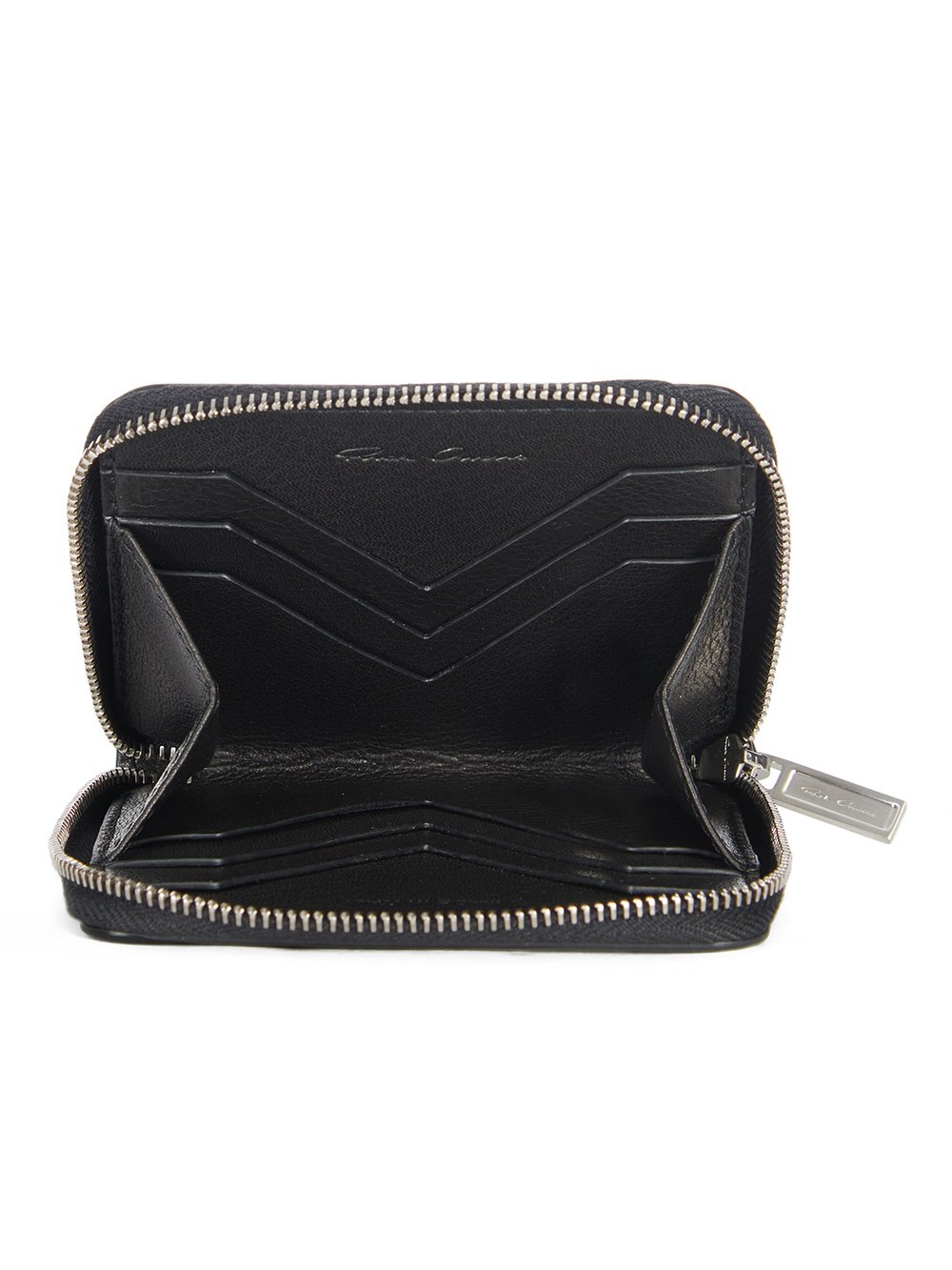 RICK OWENS FW23 LUXOR ZIPPED WALLET IN BLACK SOFT GRAIN COW LEATHER