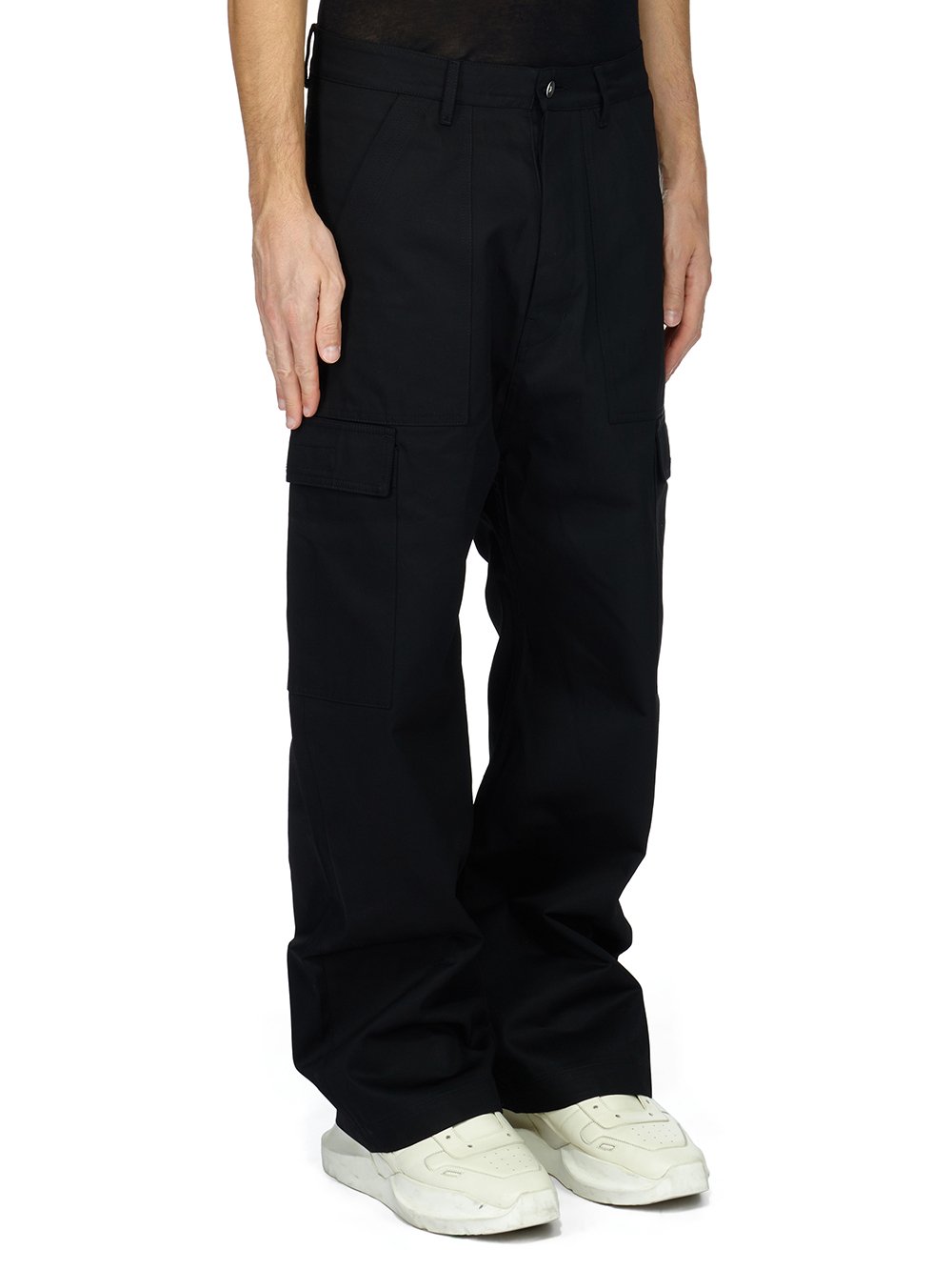 DRKSHDW FW23 LUXOR CARGO TROUSERS IN BLACK COTTON TWILL