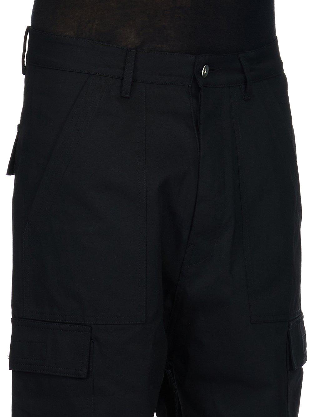 DRKSHDW FW23 LUXOR CARGO TROUSERS IN BLACK COTTON TWILL