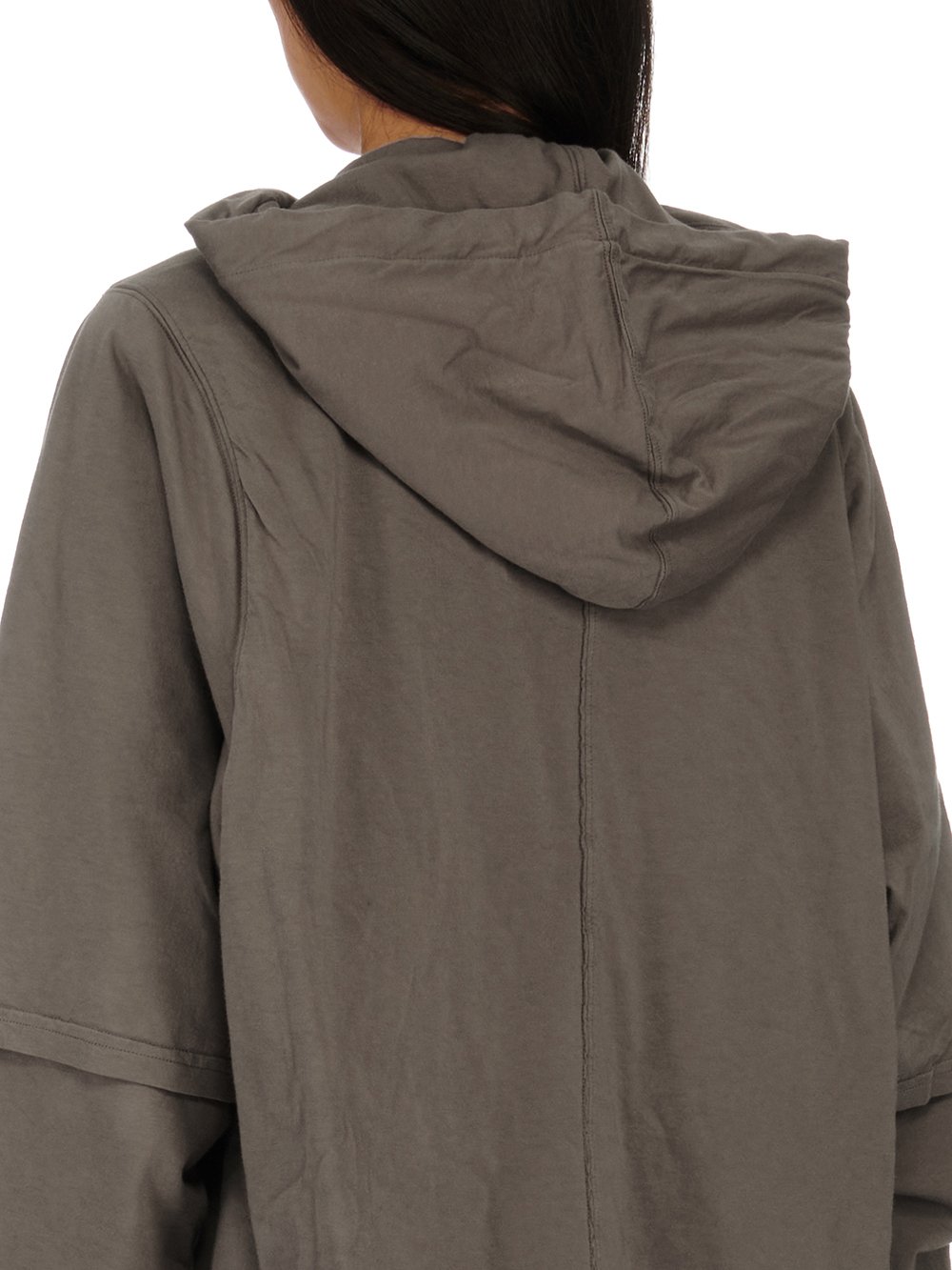 RICK OWENS FW23 LUXOR ZIPPED HUSTLER HOODIE IN DUST MEDIUM WEIGHT COTTON JERSEY