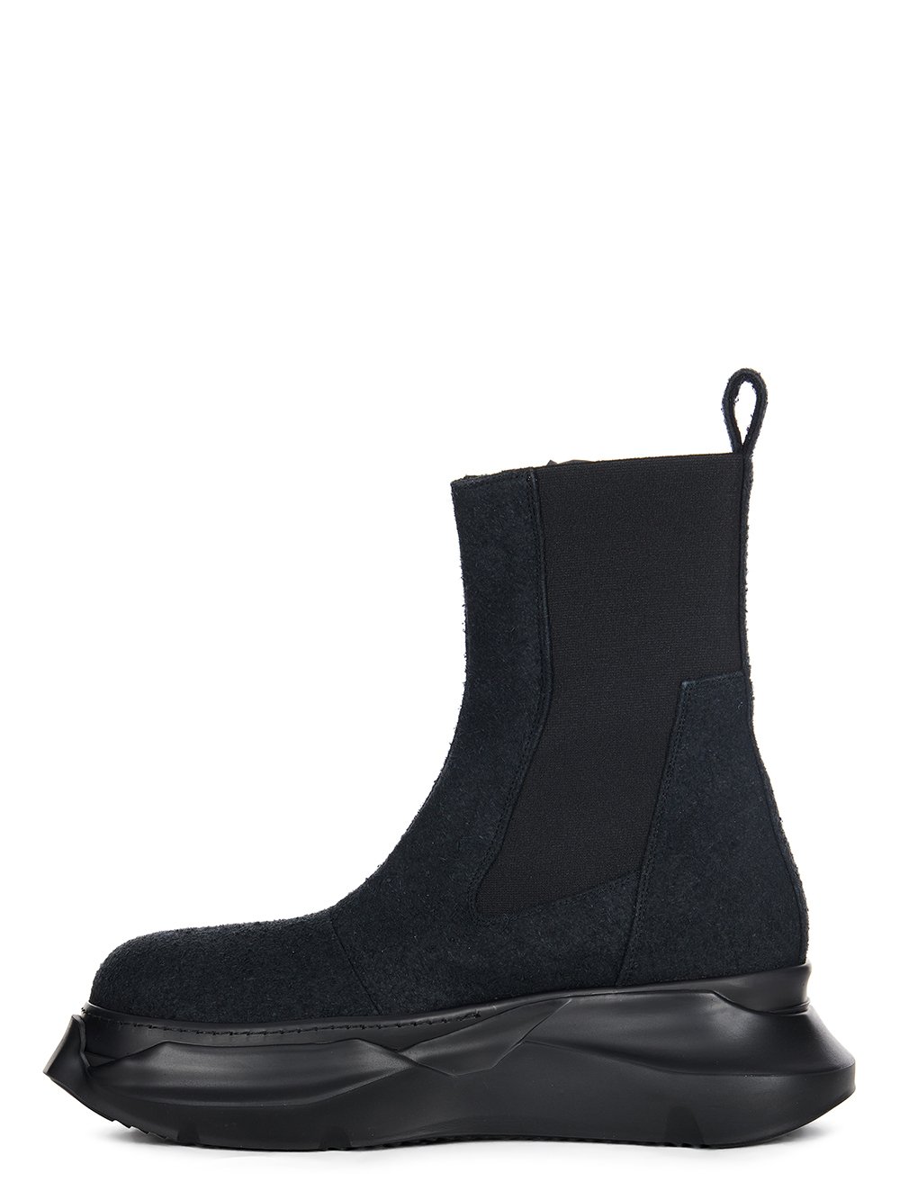 RICK OWENS FW23 LUXOR BEATLE ABSTRACT IN BLACK SHAGGY COTTON SUEDE