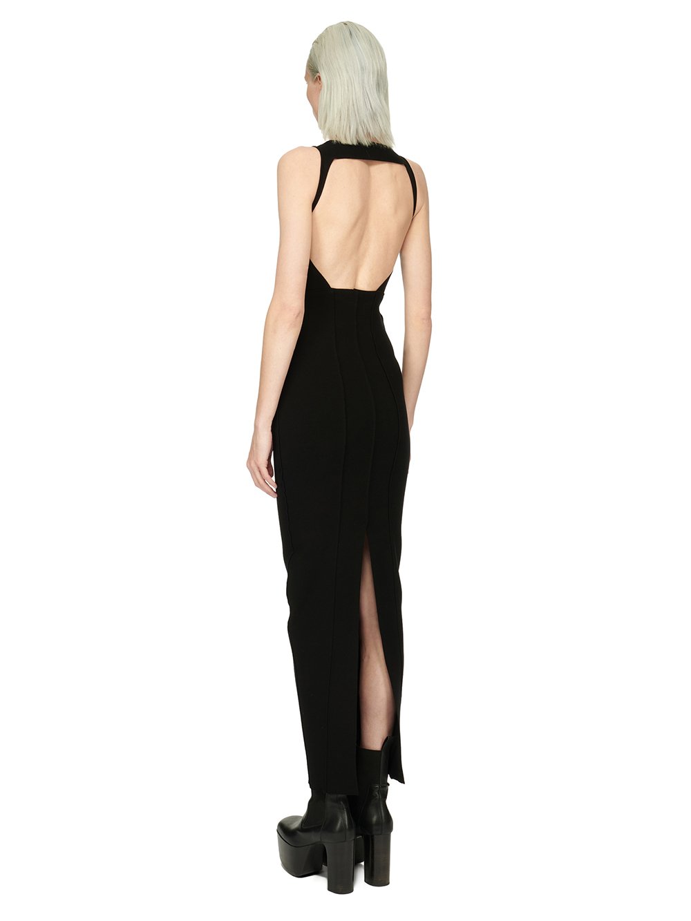 RICK OWENS FW23 LUXOR SLING DRESS IN BLACK STRETCH VISCOSE KNIT