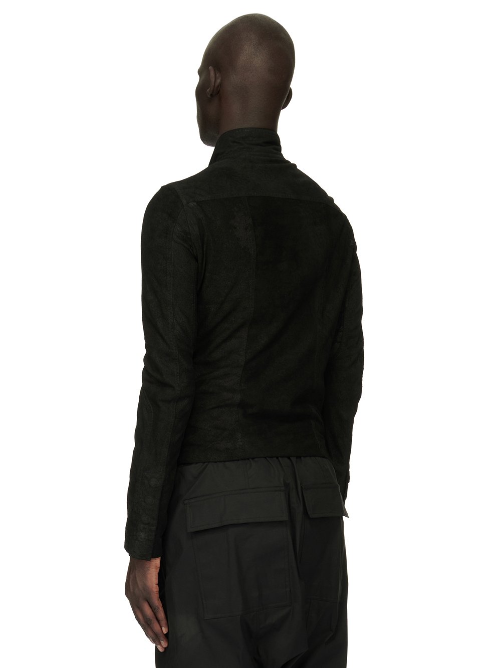 RICK OWENS FOREVER MOLLINO'S BIKER JACKET IN BLACK BLISTER LAMB LEATHER