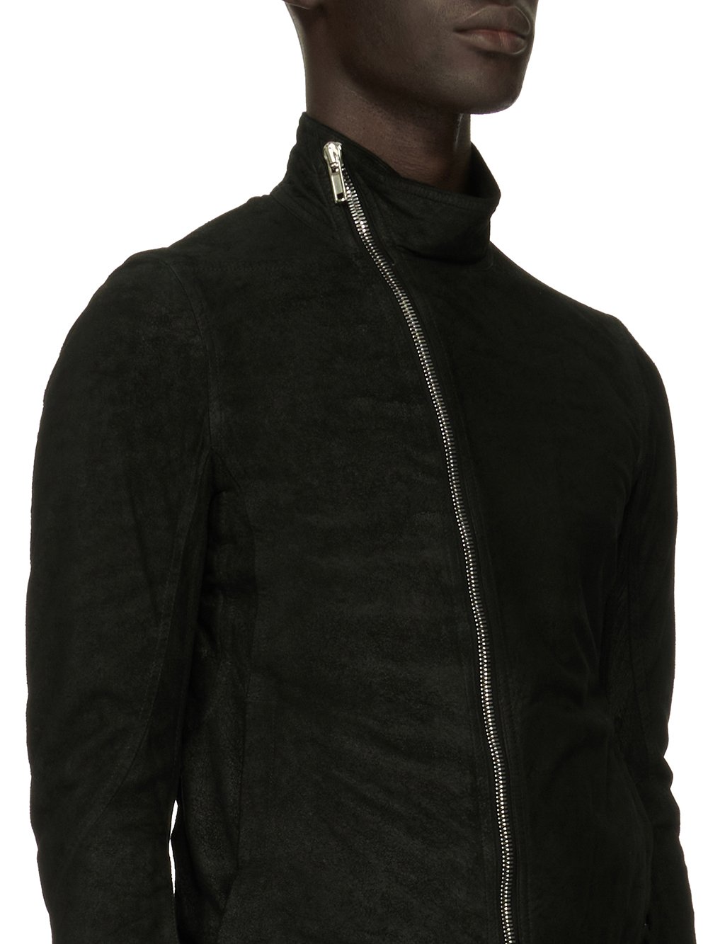 RICK OWENS FOREVER MOLLINO'S BIKER JACKET IN BLACK BLISTER LAMB LEATHER