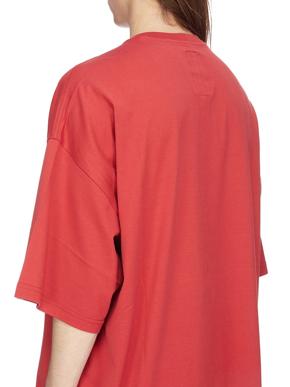 CHAMPION X RICK OWENS TOMMY T IN CARNELIAN RED MEDIUM WEIGHT COTTON JERSEY 