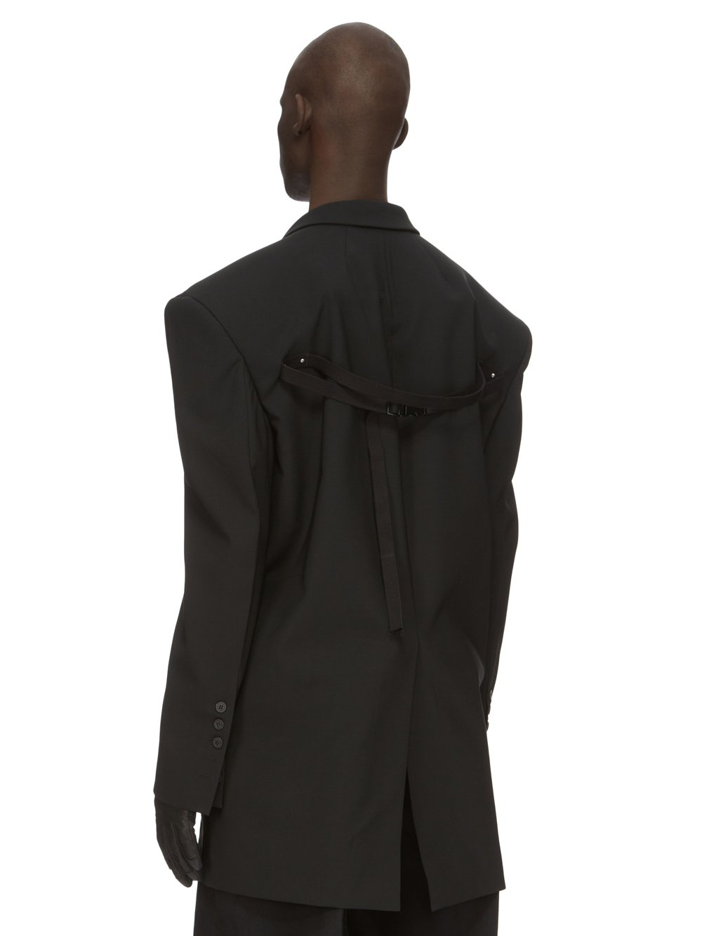 RICK OWENS FW23 LUXOR RUNWAY EDFU JKT IN BLACK PAPER FINISH WOOL